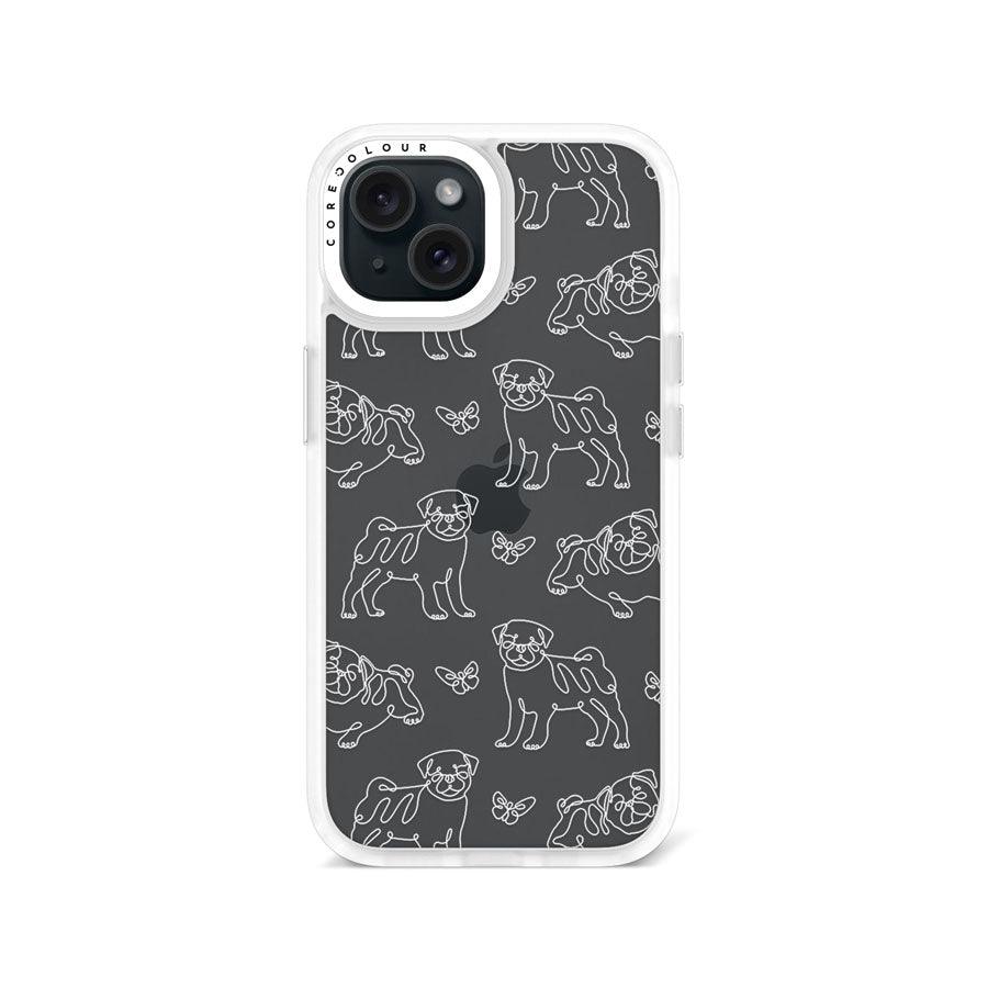 iPhone 15 Pug Minimal Line Phone Case - CORECOLOUR