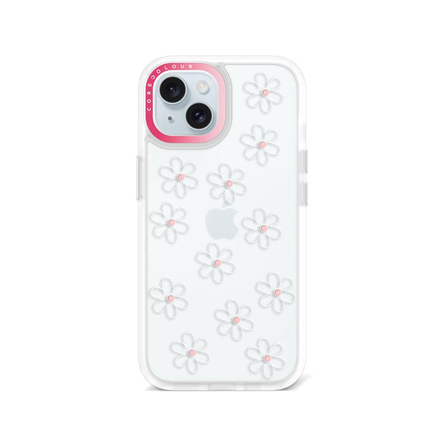 iPhone 15 White Flower Minimal Line Phone Case - CORECOLOUR