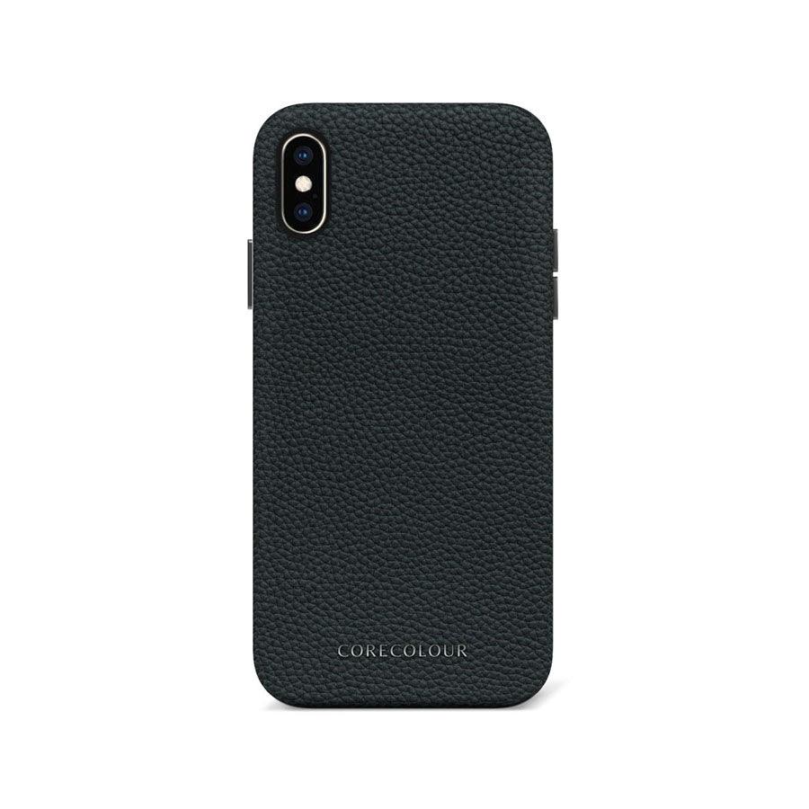 iPhone XS Black Premium Leather Phone Case - CORECOLOUR