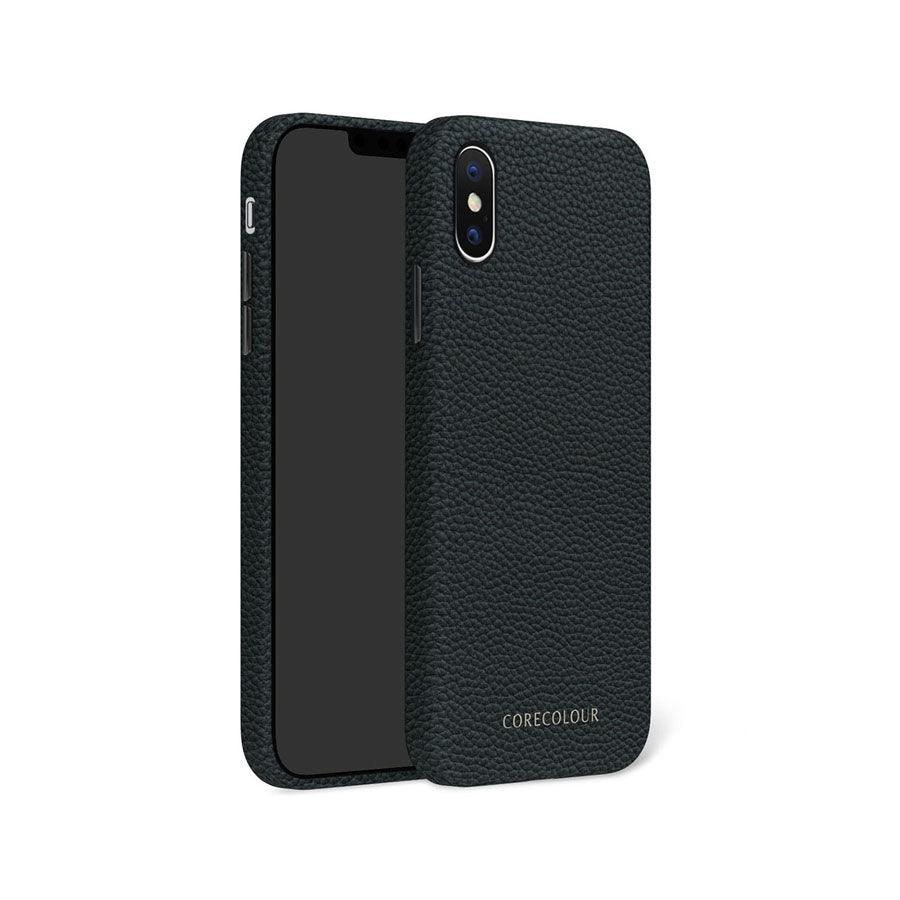 iPhone XS Black Premium Leather Phone Case - CORECOLOUR