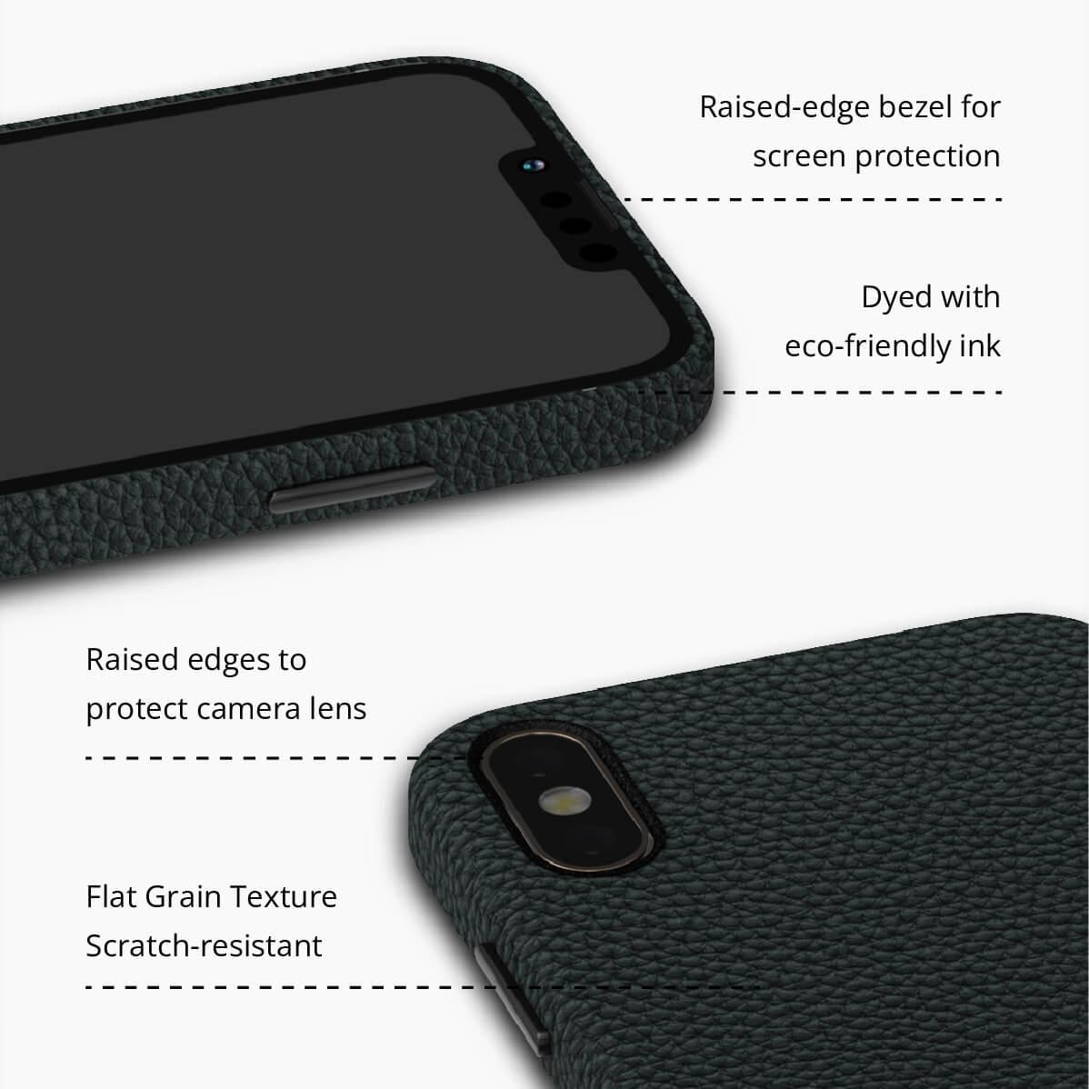 iPhone XS Black Premium Leather Phone Case - CORECOLOUR