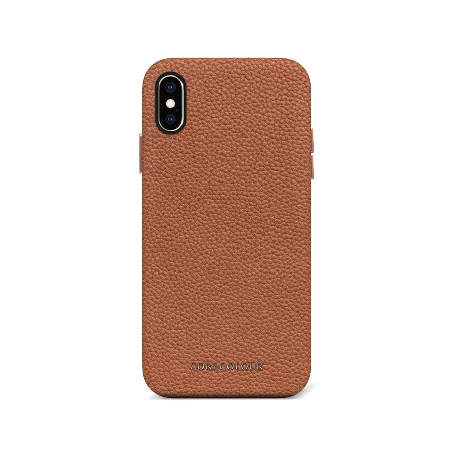 iPhone XS Brown Premium Leather Phone Case - CORECOLOUR