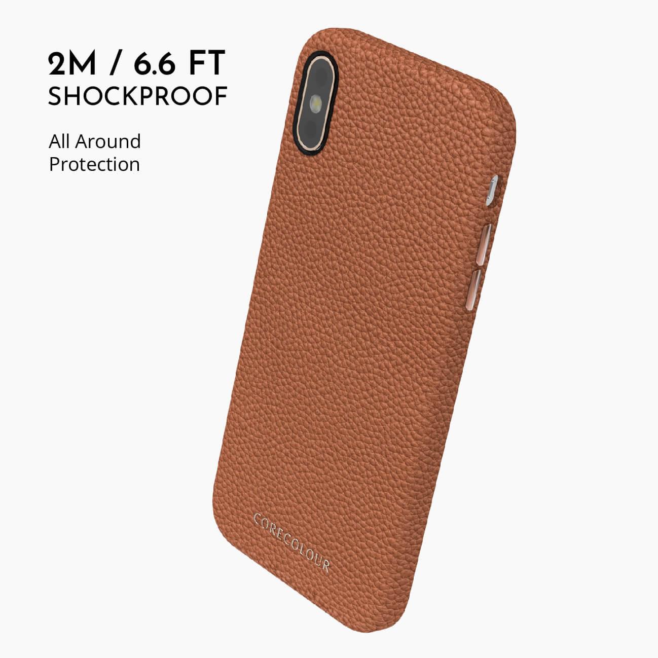 iPhone XS Brown Premium Leather Phone Case - CORECOLOUR
