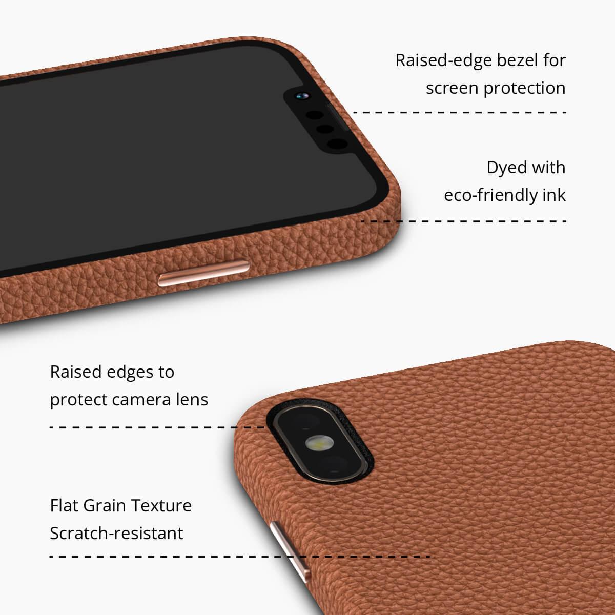 iPhone XS Brown Premium Leather Phone Case - CORECOLOUR