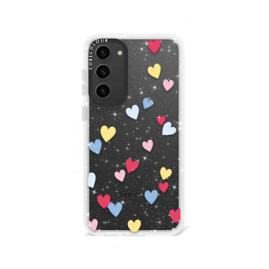 Samsung Galaxy S23 Flying Hearts Glitter Phone Case - CORECOLOUR