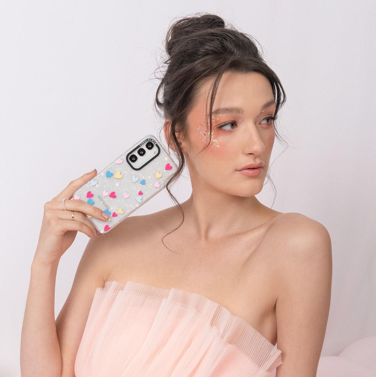 Samsung Galaxy S23 Ultra Flying Hearts Glitter Phone Case - CORECOLOUR