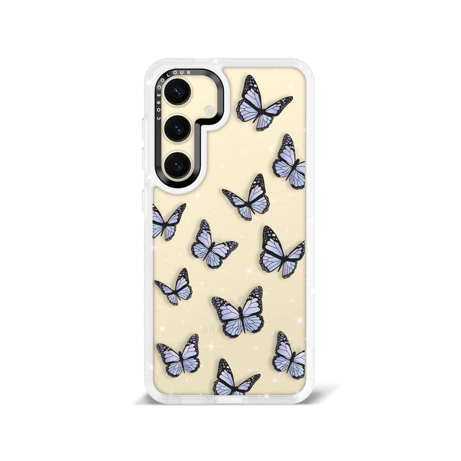 samsung s24 case Clear Butterfly Kiss Purple Glitter Printed Case - CORECOLOUR