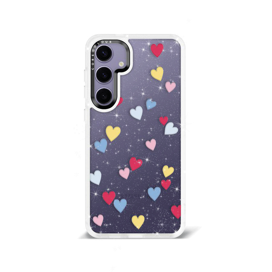 Samsung S24+ Flying Hearts Glitter Printed Case - CORECOLOUR