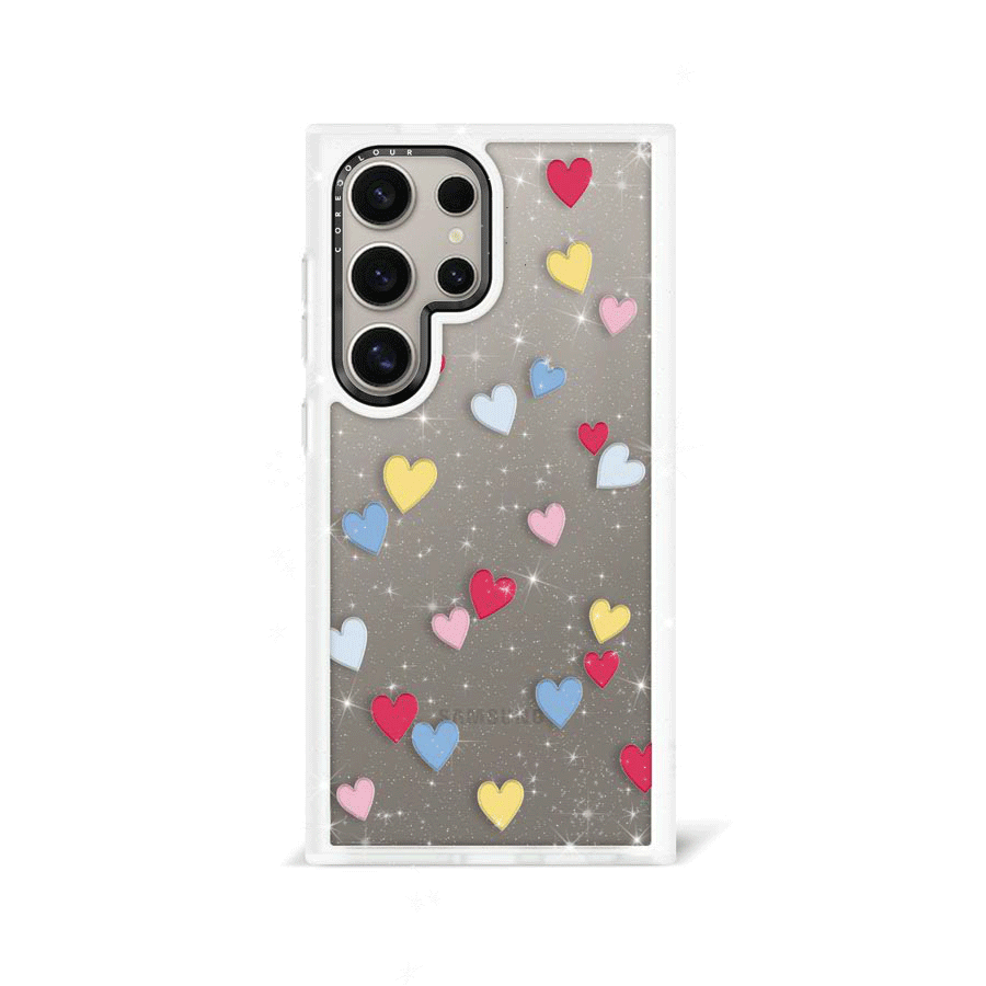 Samsung S24 Ultra Flying Hearts Glitter Printed Case - CORECOLOUR